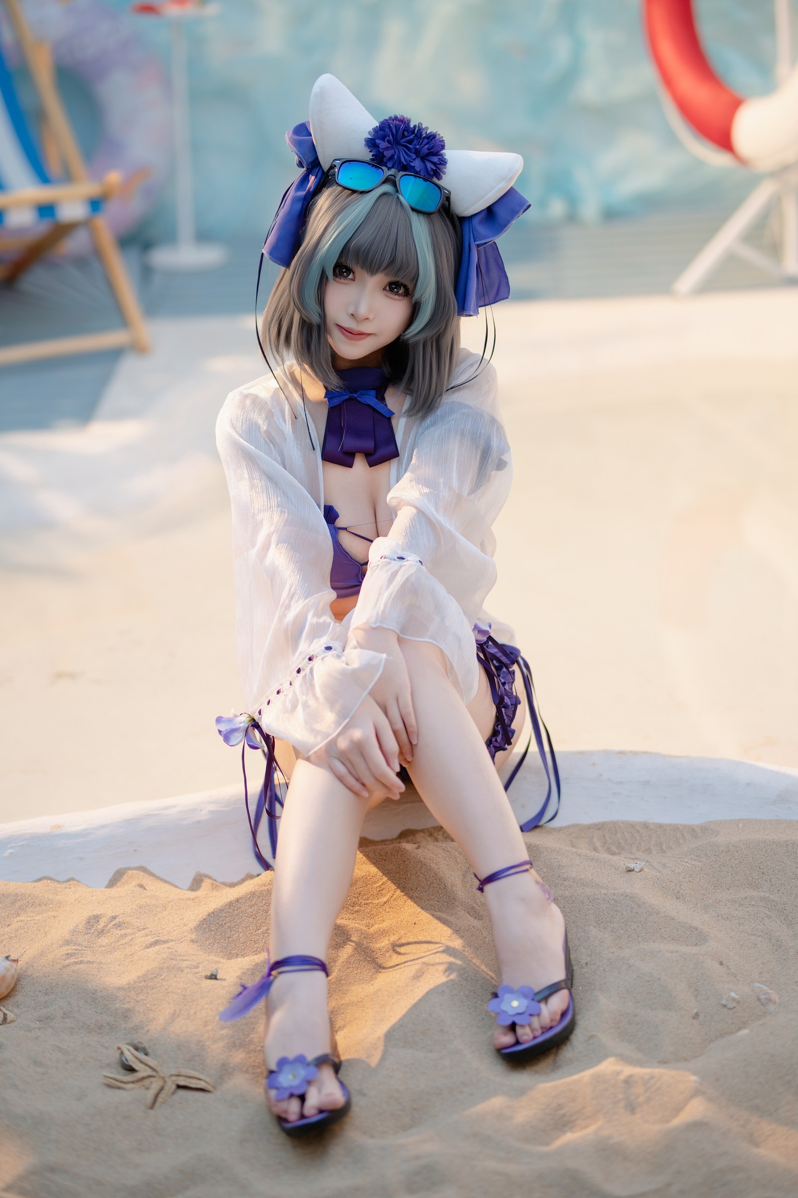 Bangni邦尼 – 泳装柴郡 Cosplay 高清写真集（86P-832MB）碧蓝航线插图