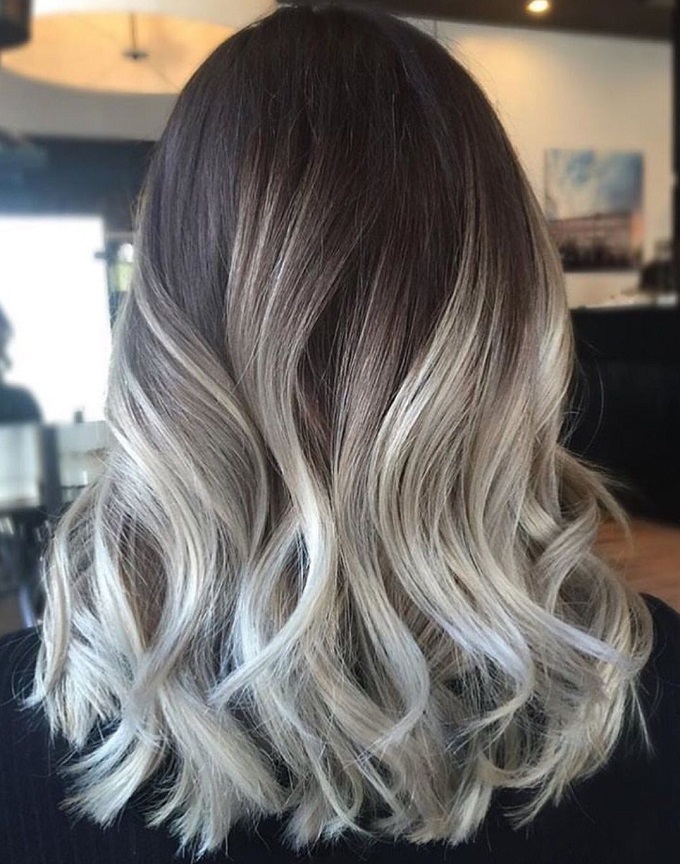 Sombre Blond Platinum on dark brown hair