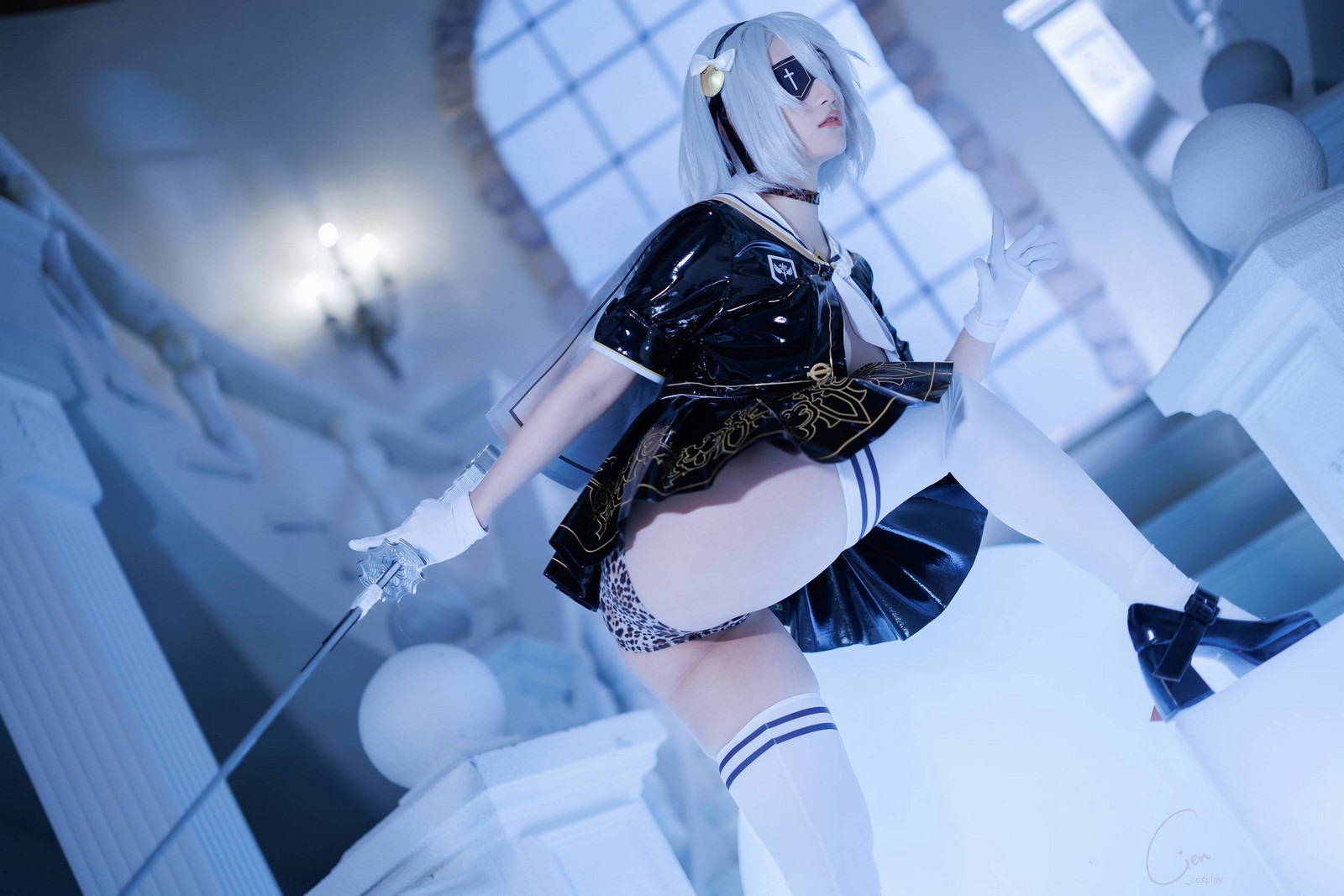 Cien恩恩 2B JK School Uniform Cosplay 高清写真（32P｜15MB）插图5