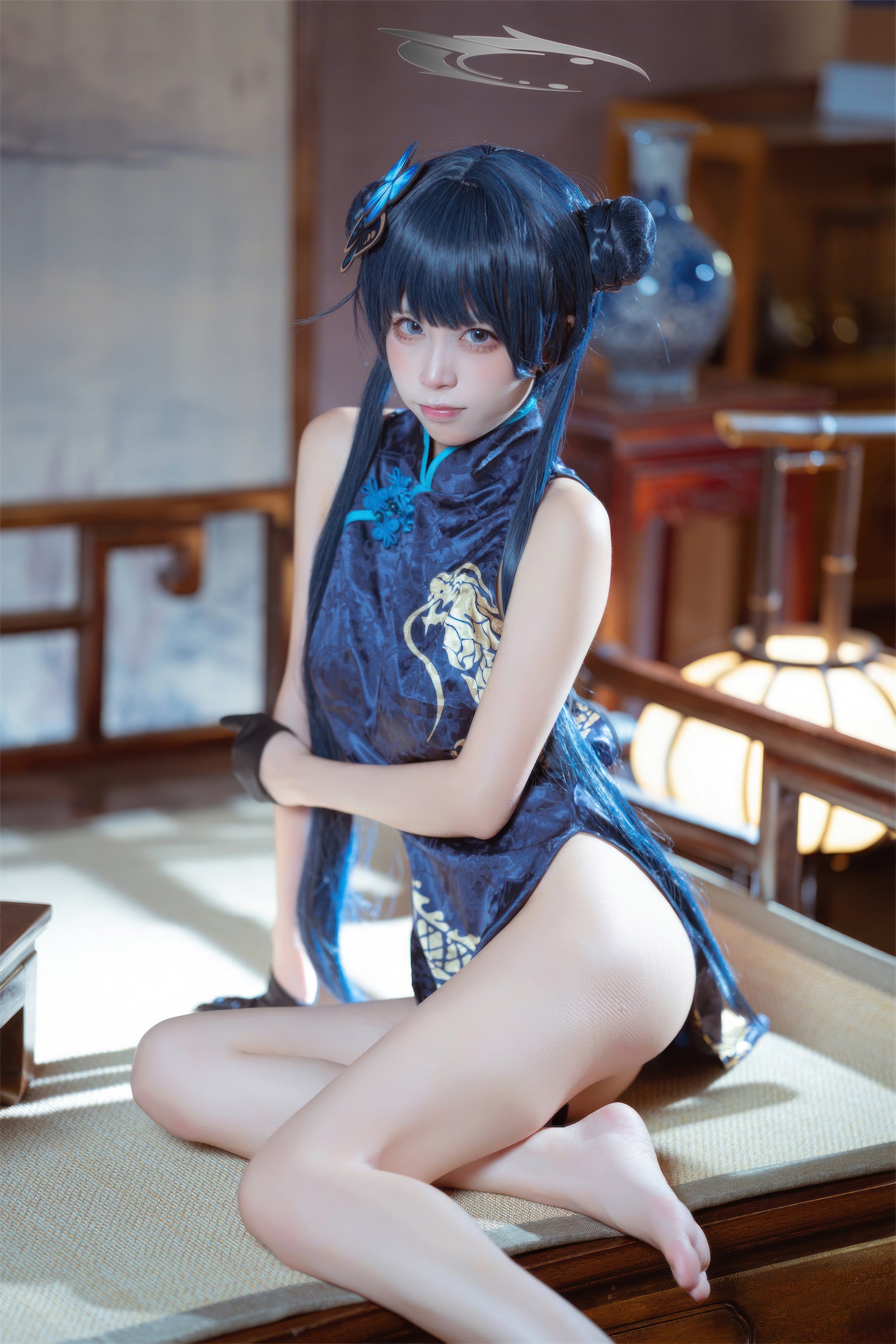 三無人型 COS 二次元：蔚蓝档案龙华妃咲旗袍写真（42P／407M）插图6