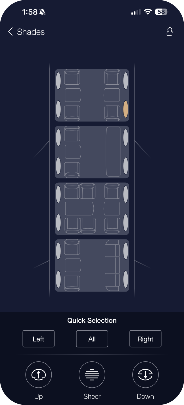 Window shade control screen