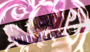 digital art of Aurelia by Tedthebear on Art Fight. Aurelia is holding a bow notched with an arrow while looking at the camera. The text reads: STRAIGHT FOR THE HEART.