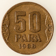 ¡¡Amarillosis!! 50 para Reino de Yugoslavia Pedro II 1938. PAS5420