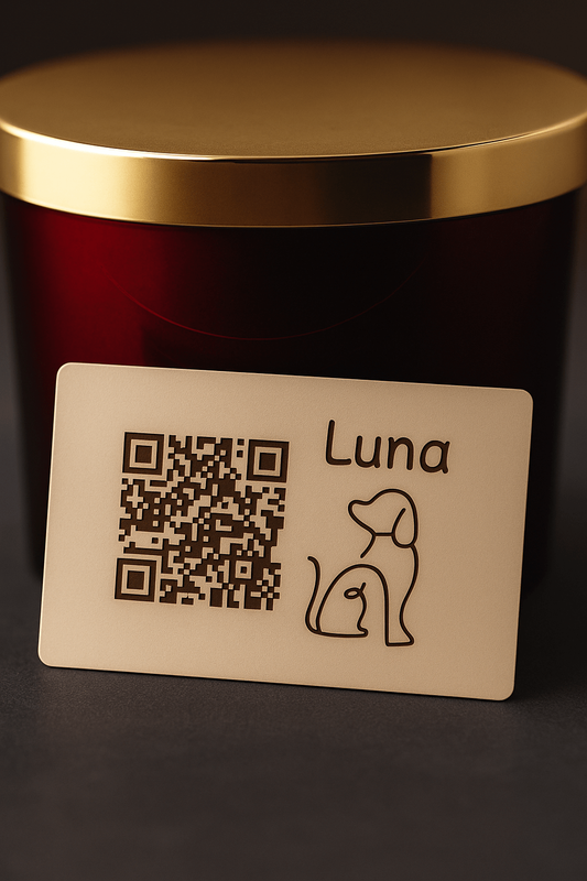 Plăcuță funerară pentru animal de companie cu cod QR gravat personalizat iNNEDiTE