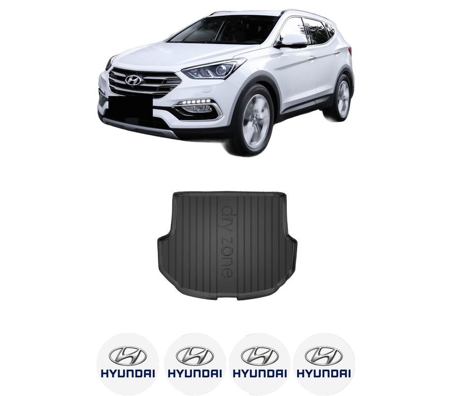 Tavita Portbagaj HYUNDAI SANTA FÉ III SUV Van (DM) din 2015-2018, Protectie Portbagaj Auto, 4x Stickere auto cu HYUNDAI