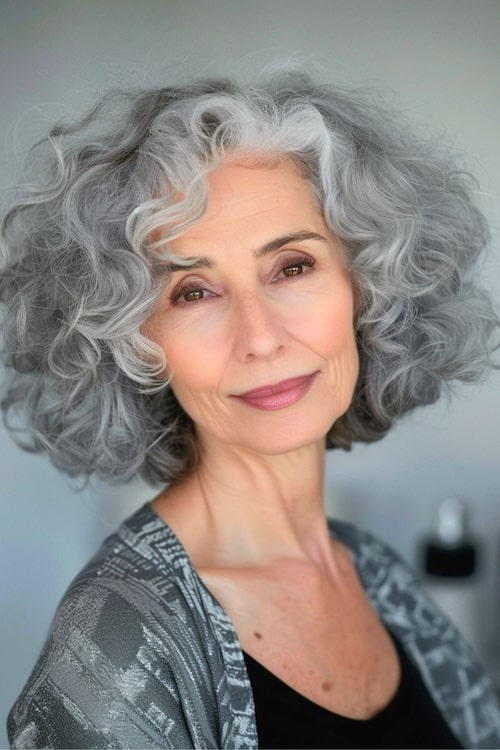 4. Sun-Kissed Curly Bob for Mature Women
