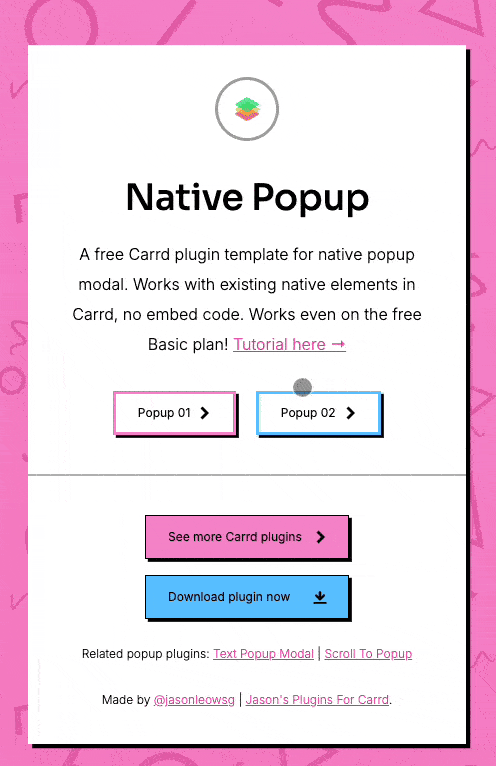 nativepopup carrdplugin