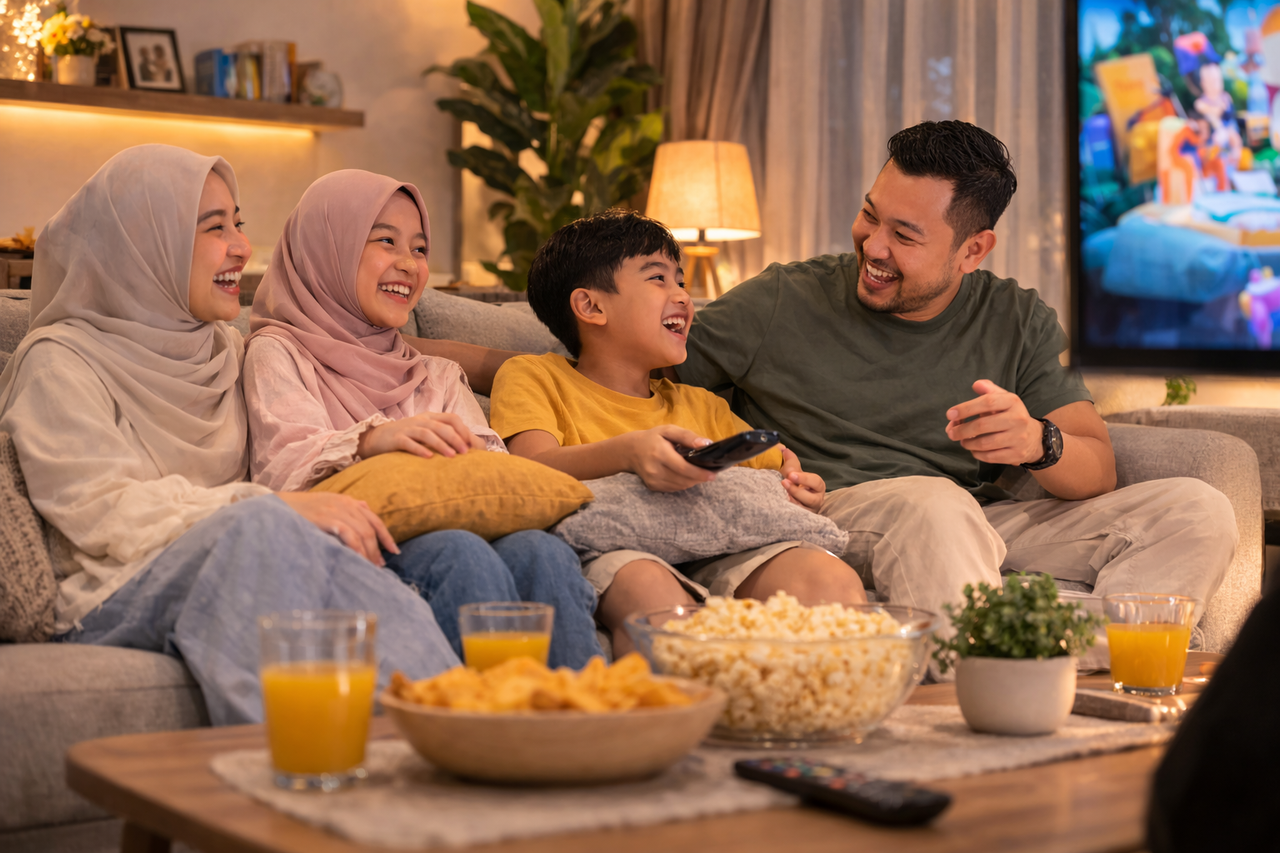 [Ibu bapa berbual tenang]