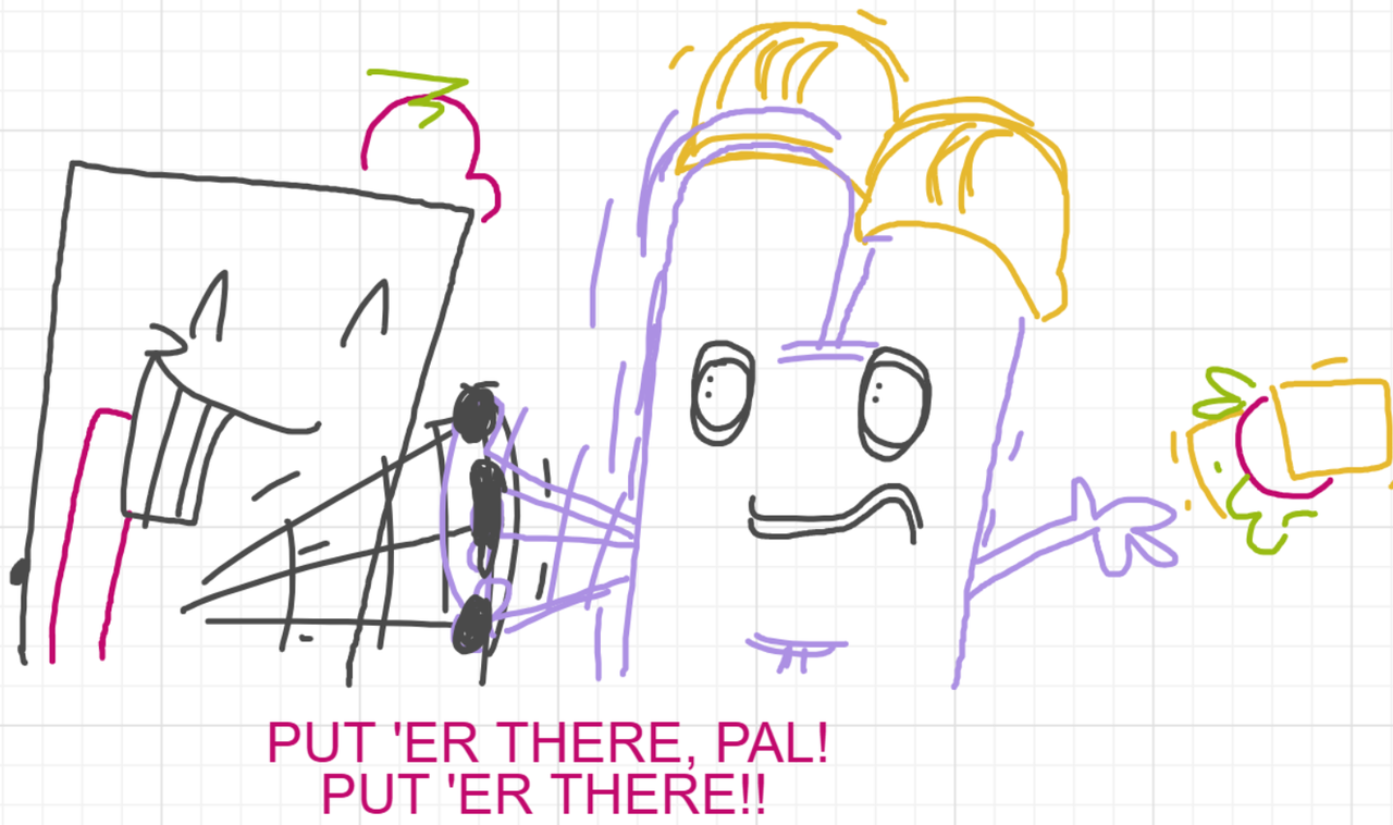 A panel from You're In Danger, Boy, episode seven of the Board Boards object show by Furretwalk/WalkingFurret.