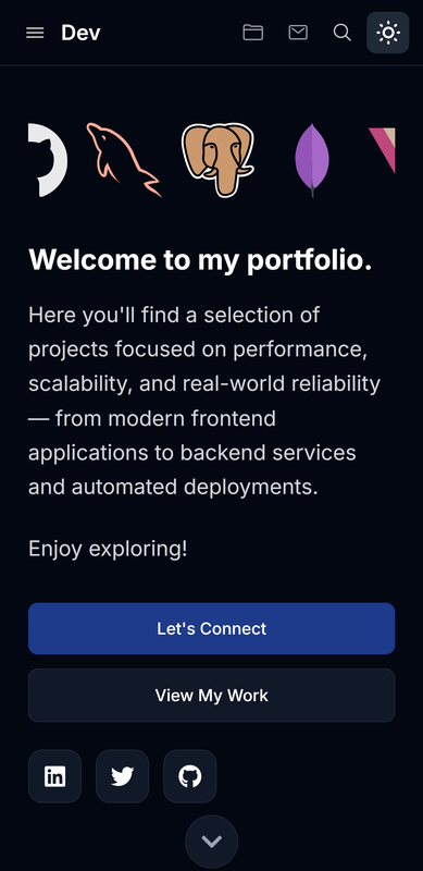 deveduar portfolio vercel app (Samsung Galaxy S8 )