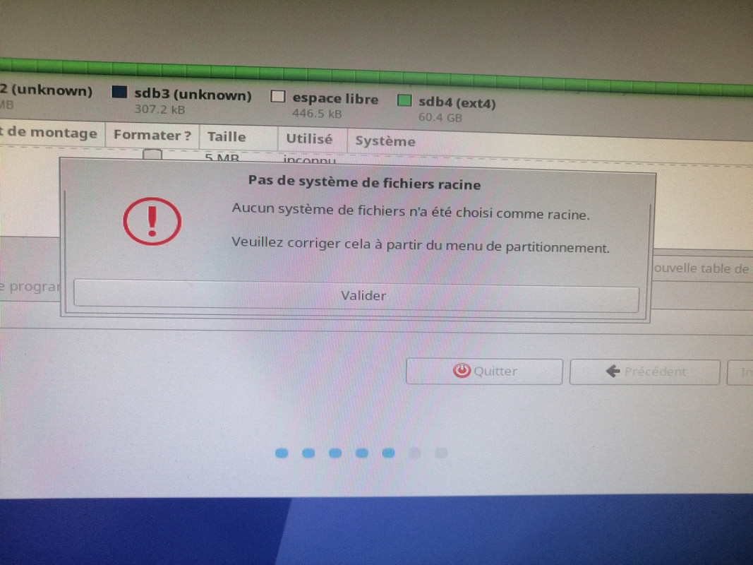 message erreur 