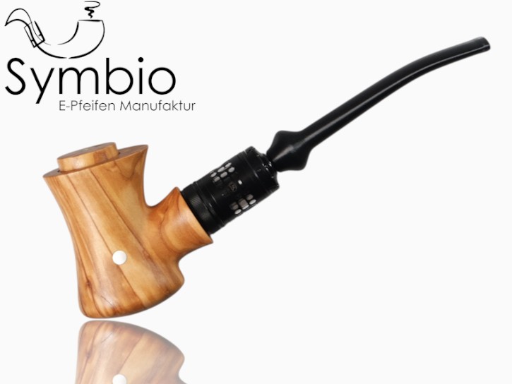 Handliche Omnia E-Pfeife aus italienischem Olivenholz, ergonomisch geformt f&uuml;r angenehmes Dampfen.