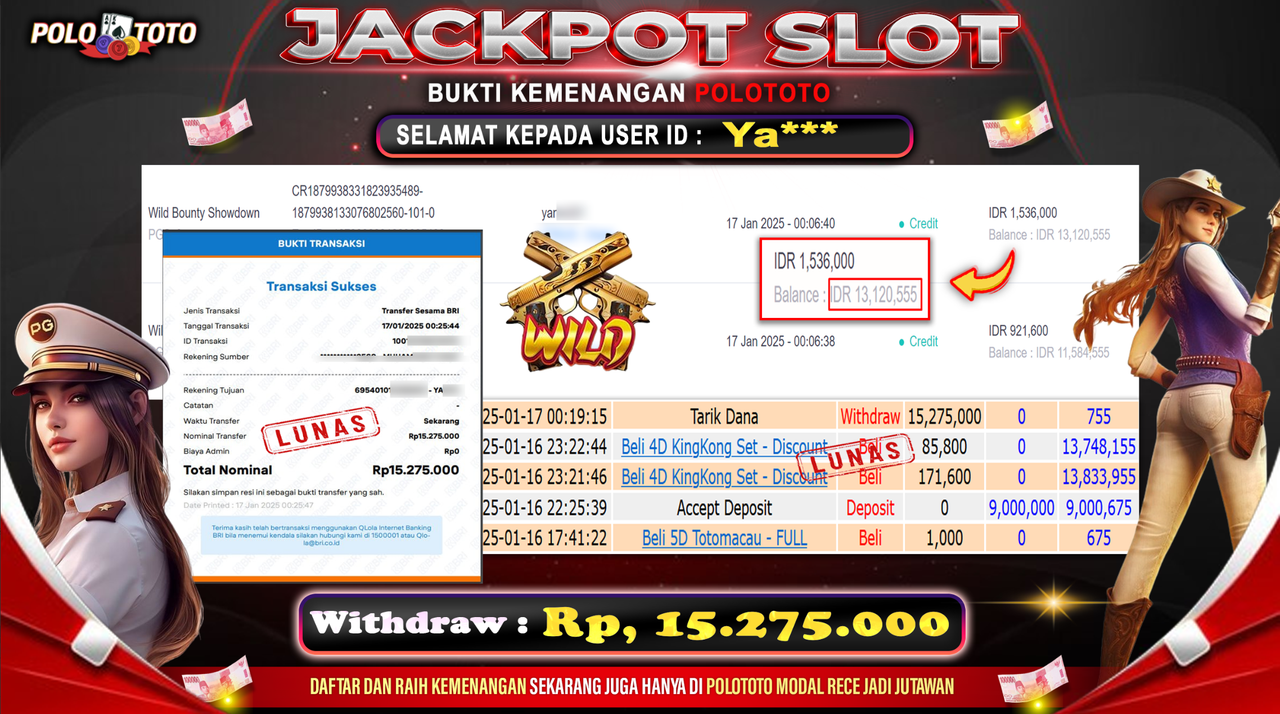 POLOTOTO JACKPOT SLOT WILD BOUNTY SHOWDOWN Rp.15,275.000,-