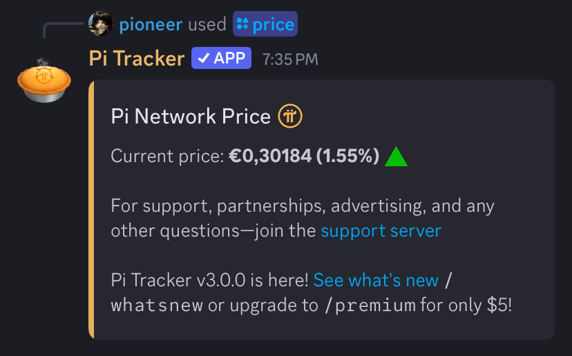 Example of price command in Euros