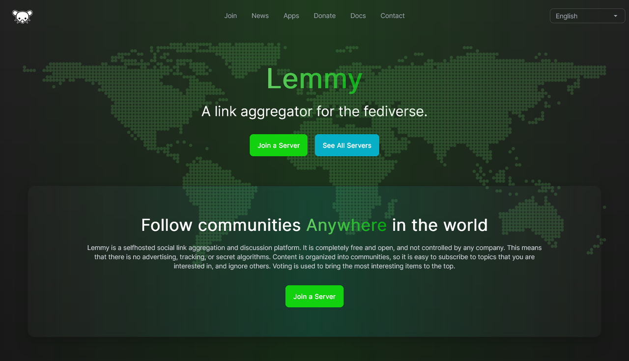 Lemmy&#39;s landing page.