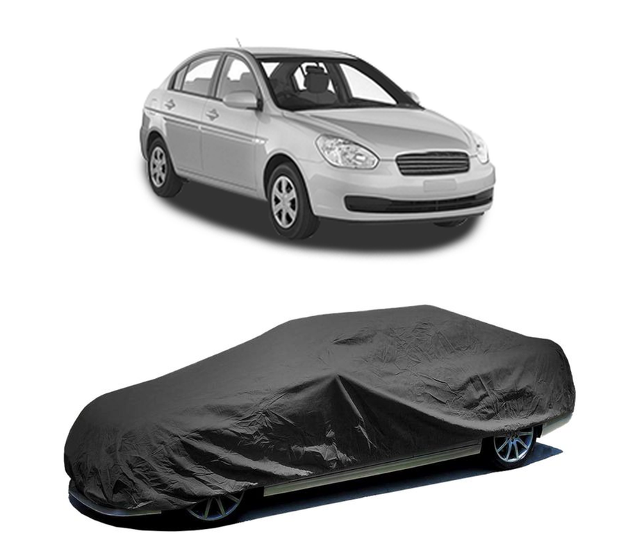 Husa tip prelata auto pentru HYUNDAI ACCENT III Saloon (MC) 2005 - 2010,culoare negru, material textil impermeabil, rezistanta la intemperii praf UV, CARPASSION Husa Protectie
