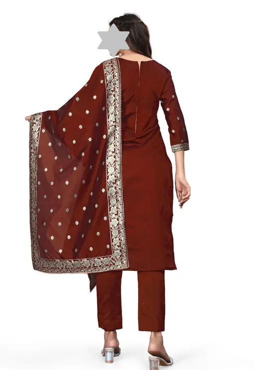 Designer Art Silk Unstitched Suit Material Beautiful Party wear Woven banarasi suit material For Women Kurta Set With Dupatta for Ladies Color 7 (R119)