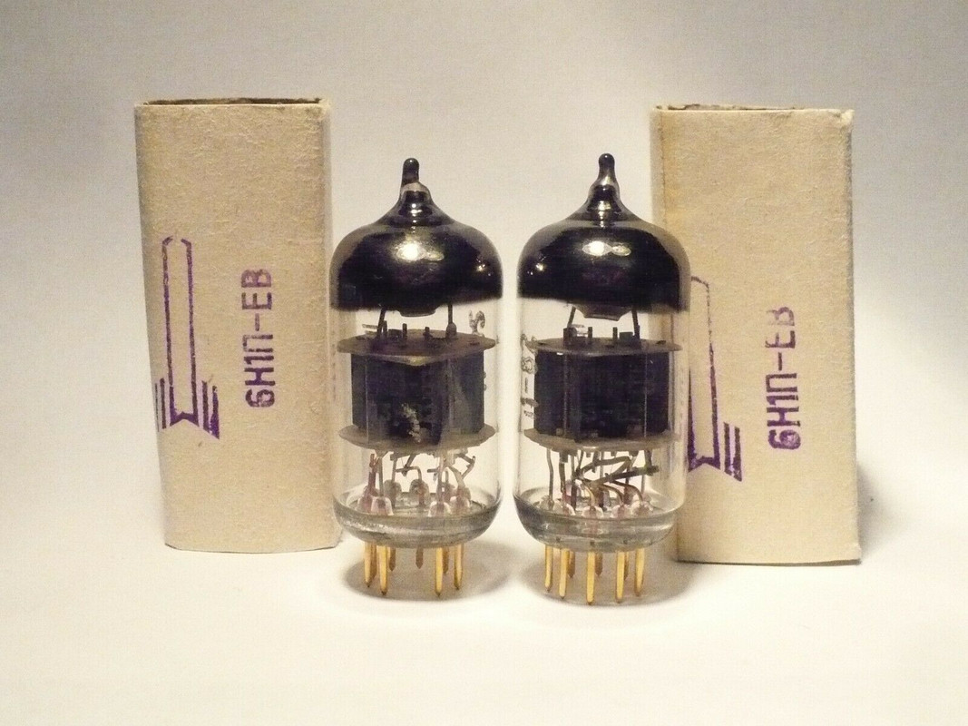 2020-10-14 Matched pair 6N1P-EV (6DJ8) Gold pins Gold grid 1982 Voskhod Rocket NIB NOS 2020-10-14 02