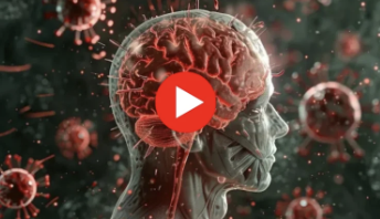 Brain under electromagnetic waves illustration