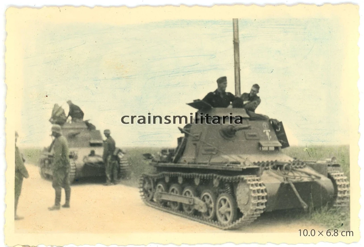 Orig FARB Foto Vormarsch Sd Kfz 265 Panzer Befehlswagen I Tank Frankreich 1940