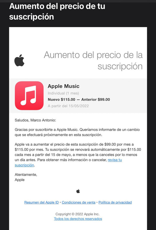 Usuarios se quejan por aumento en las tarifas de Apple Music