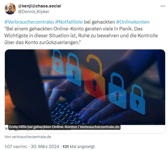 Verbraucherzentrale: Erste Hilfe bei gehackten Online-Konten