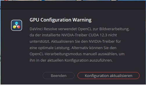 Fehlermeldung Davinci
