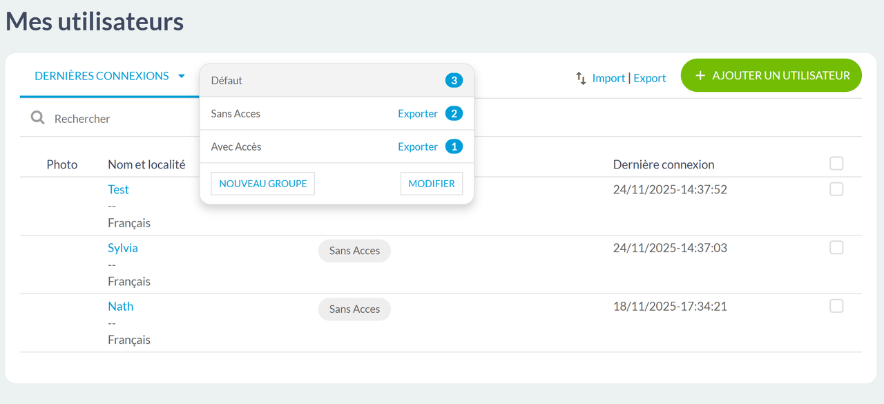 Gestion des membres
