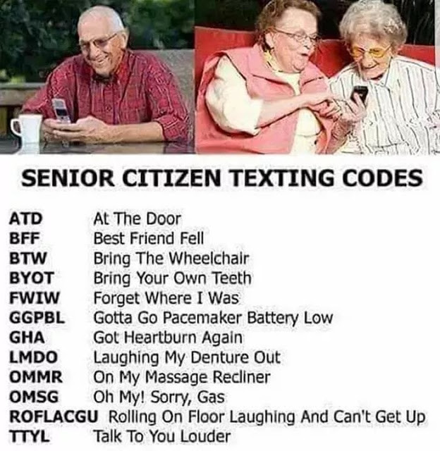 I like work. It fascinates me. I can sit and look at it for hours! Senior-citizen-texting