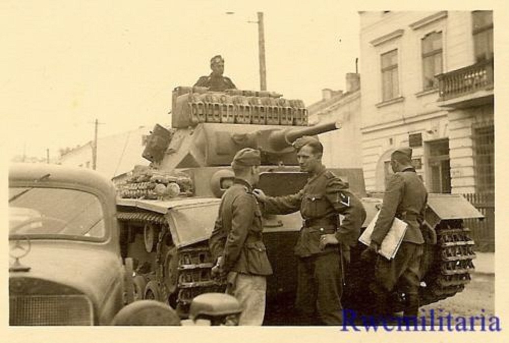 German Pzkw.III Panzer Tank  Fuel Cans on Street