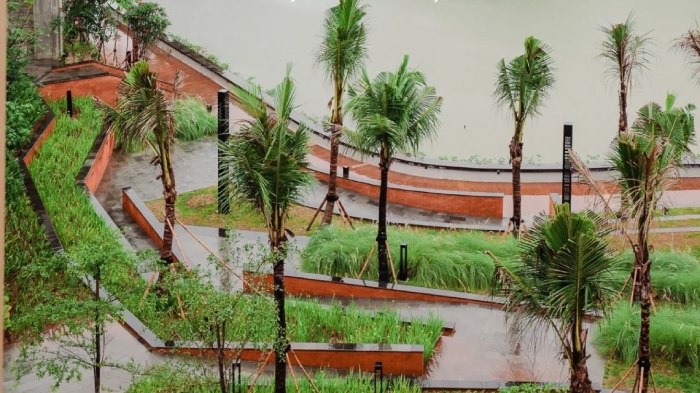 Area taman dan lahan terbuka hijau di sekitar TMII.