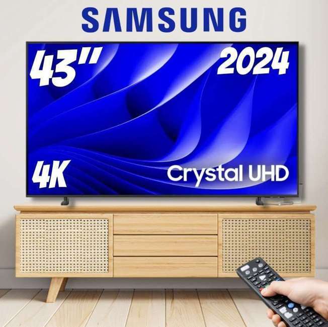 Samsung Smart TV 43″ Crystal UHD 4K 43DU8000 2024, Painel Dynamic Crystal Color, Alexa built in