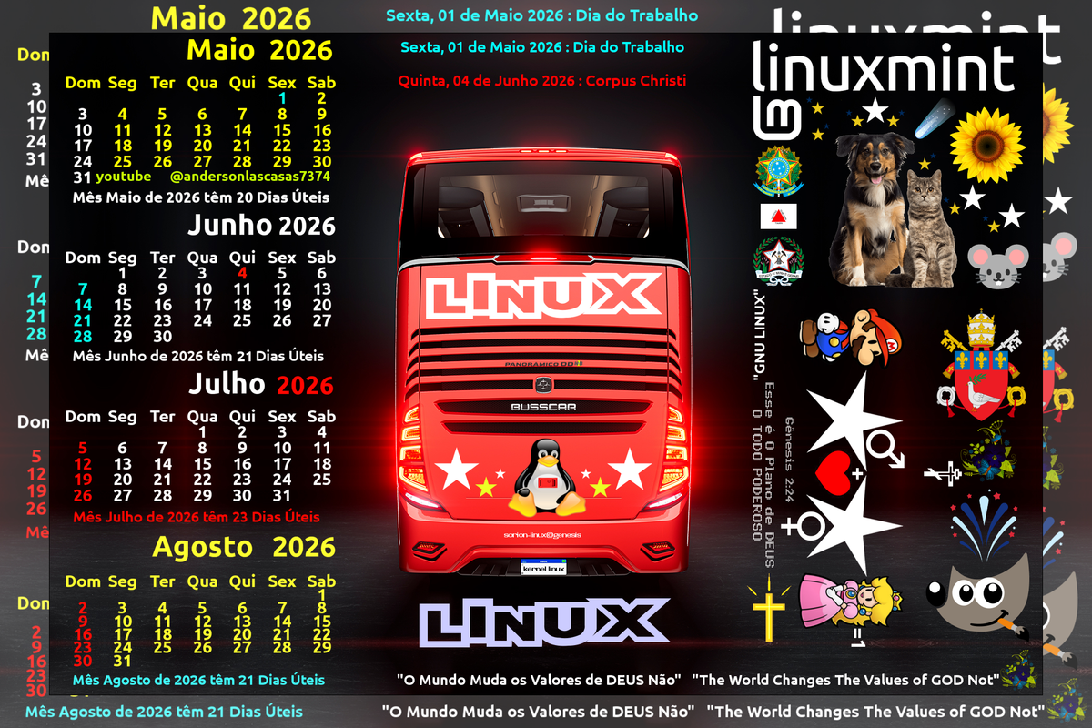 Busscar DD Panoramico NB1 Traseira Calendarios MJJA 2026 Extra Self Bordered Image Magick LINUX 00