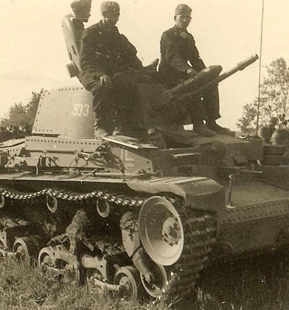 BEST German Panzermen Topside on Pzkw 35(t) Panzer Tank Passing in Field