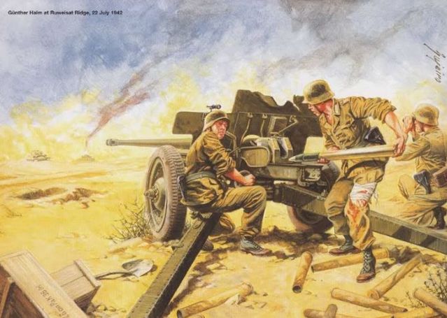 Dibujo sobre la acción de Günter Halm en la cresta de Ruweisat Dibujo sobre la acción de Günter Halm en la cresta de Ruweisat