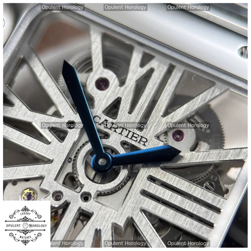 Cartier Santos Skeleton Replica Watch | 39.8mm Stainless Steel Metal Bracelet - Super Clone