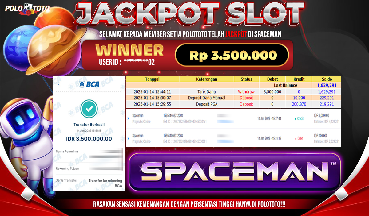 POLOTOTO JACKPOT SLOT SPACEMAN Rp.3,500.000,-