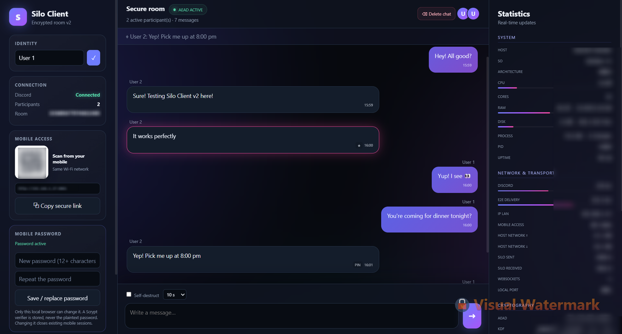 Silo Client v2 Encrypted Chat Web UI