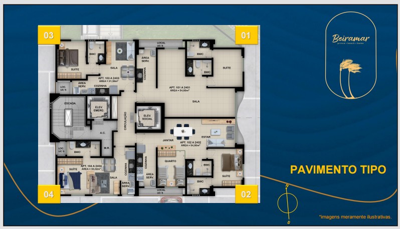 Tipologia do Beiramar Prince com varanda e integração de ambientes