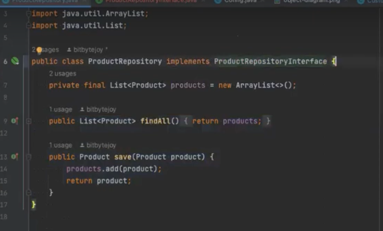 ProductRepository Interface implement
