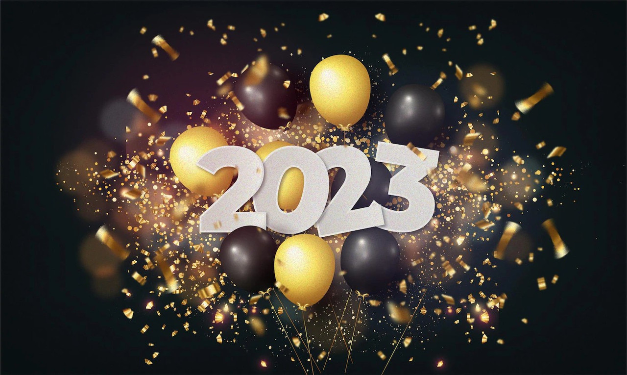 neujahrskarte 2023 mit realistischen elementen 1361 3985