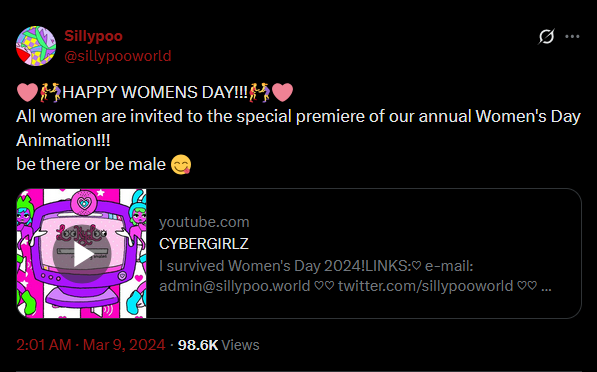 be there or be male being said to promote the CYBERGIRLZ video on twitter