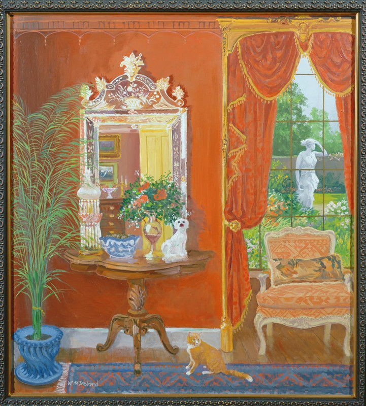 William-Ireland-Red-Hallway-Victorian-Style-oil-no-board-Meister-Drucke-296810