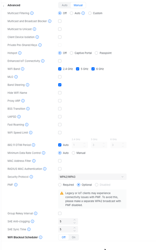 Here are some AP settings