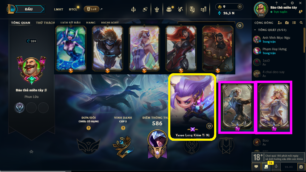 Acc LMHT # - Không Khung