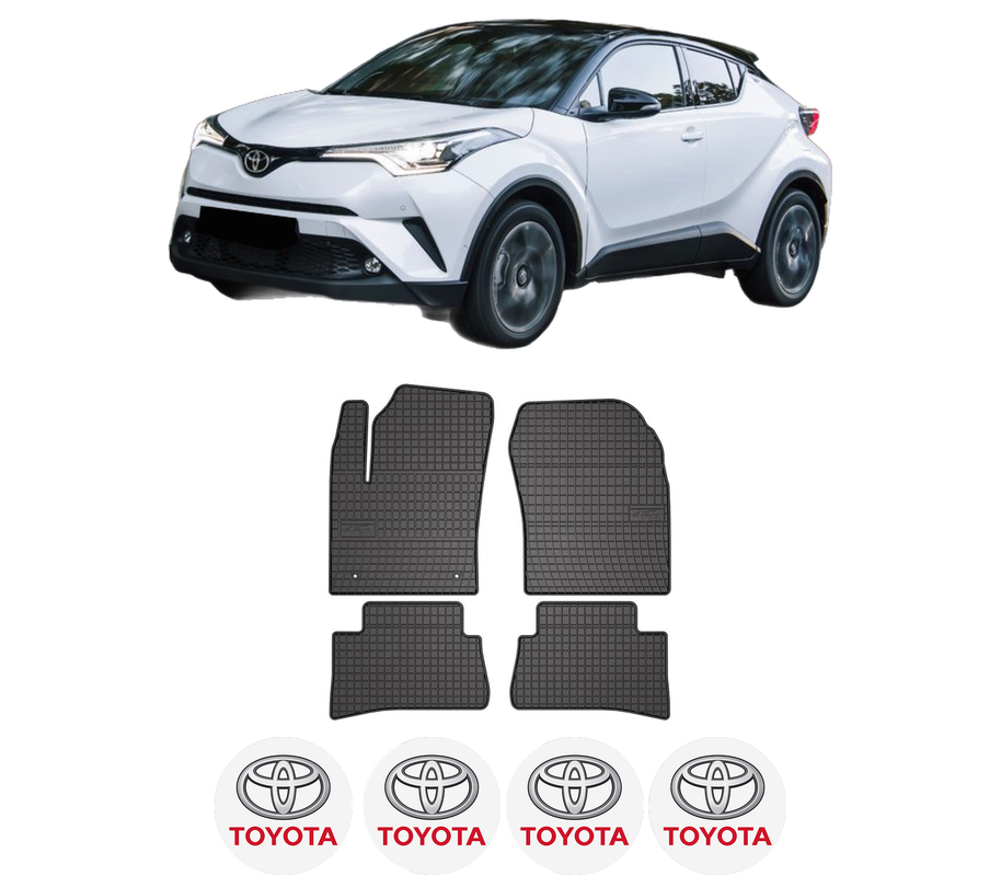 Set covorase presuri TOYOTA C-HR (_X1_) din 2016-2019, auto, din cauciuc thermoplastic, 4 Stickere auto cu TOYOTA