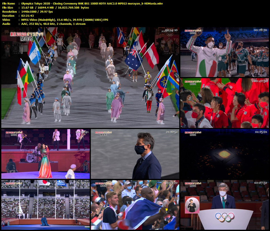 Hdtv Olympics Tokyo Closing Ceremony Nhk Bs1 1080i Hdtv c2 0 Mpeg2 Murayan K Hdmania Sharemania Us