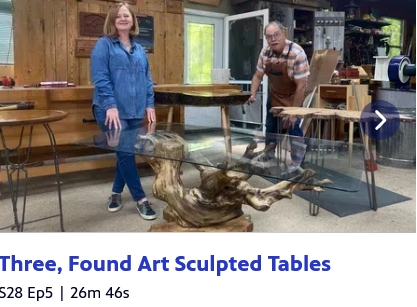 The American Woodshop 28 x 05 - Three, Found Art Sculpted Tables Season-28-episode-5-Three-Found-Art-Sculpted-Tables