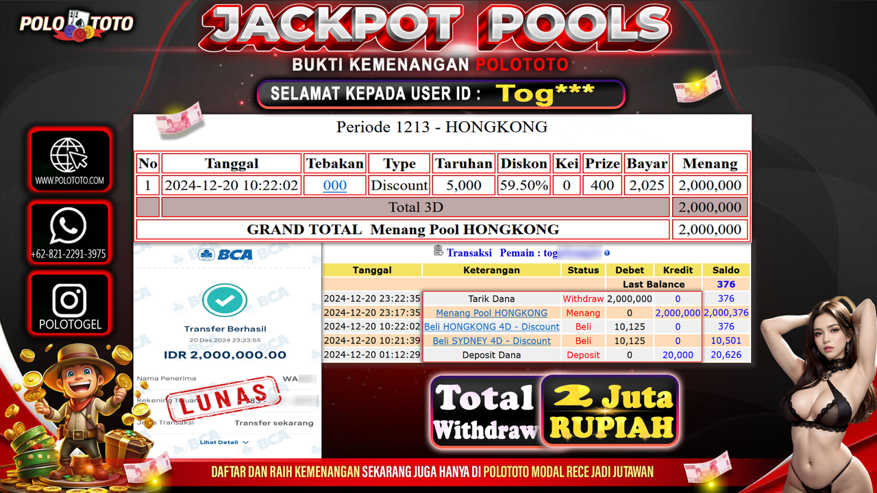POLOTOTO JACKPOT TOGEL PASARAN HONGKONG Rp.2,000.000,-
