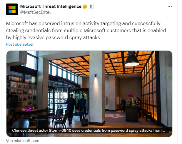 Cyberangriffe auf Microsoft-Kunden